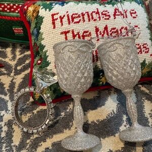 Set of 2 engagement Xmas ornaments/gift wrapping accents